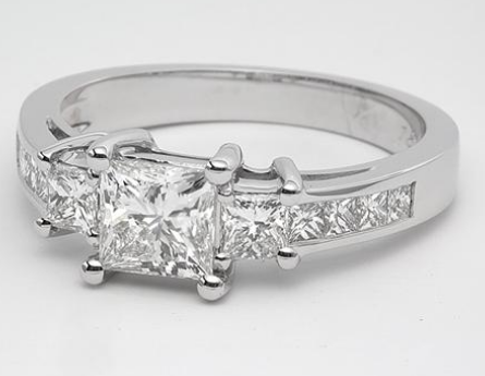 Princess Cut Channel Set Three Stone Engagement Ring | Engagement Ring Wall