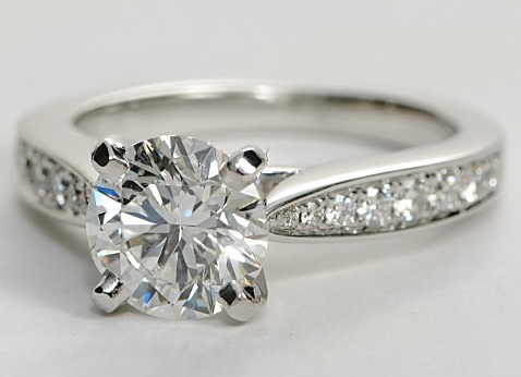 Cathedral Pave Diamond Engagement Ring in 18k White Gold | Engagement ...