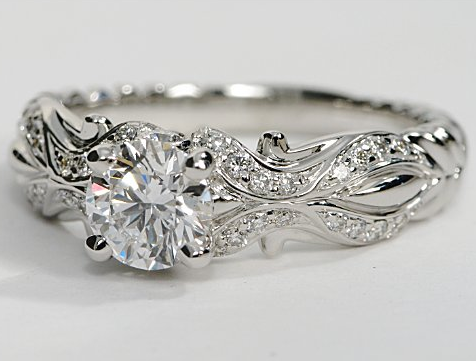 eiros™ Designer Engagement Ring in 14k White Gold | Engagement Ring Wall
