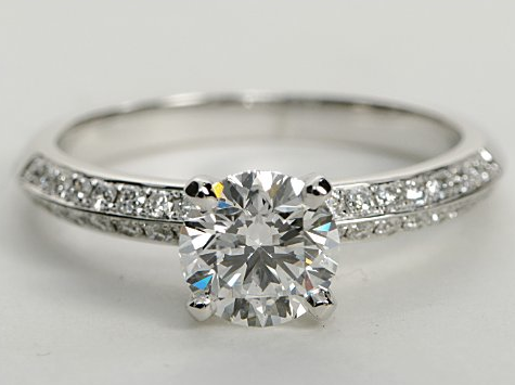 Knife Edge Double-Row Pave Engagement Ring in 14k White Gold ...