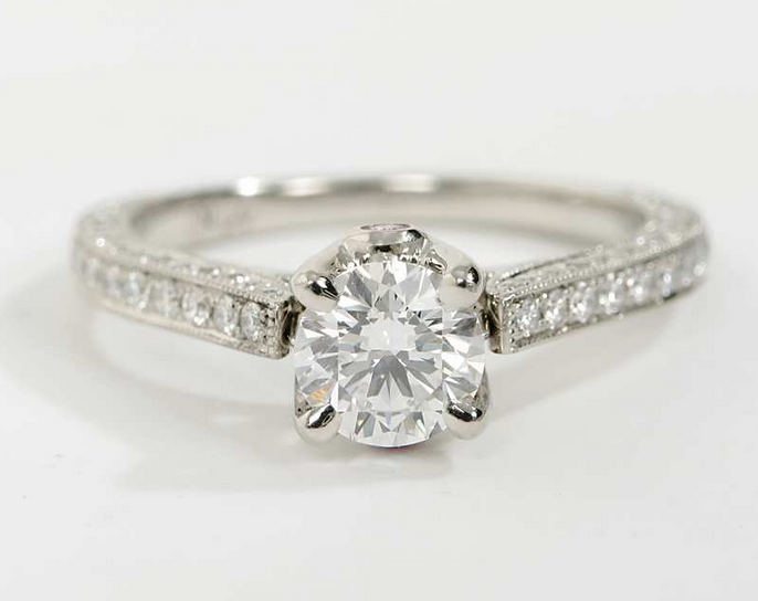 Monique Lhuillier Cathedral Pave Engagement Ring in Platinum ...